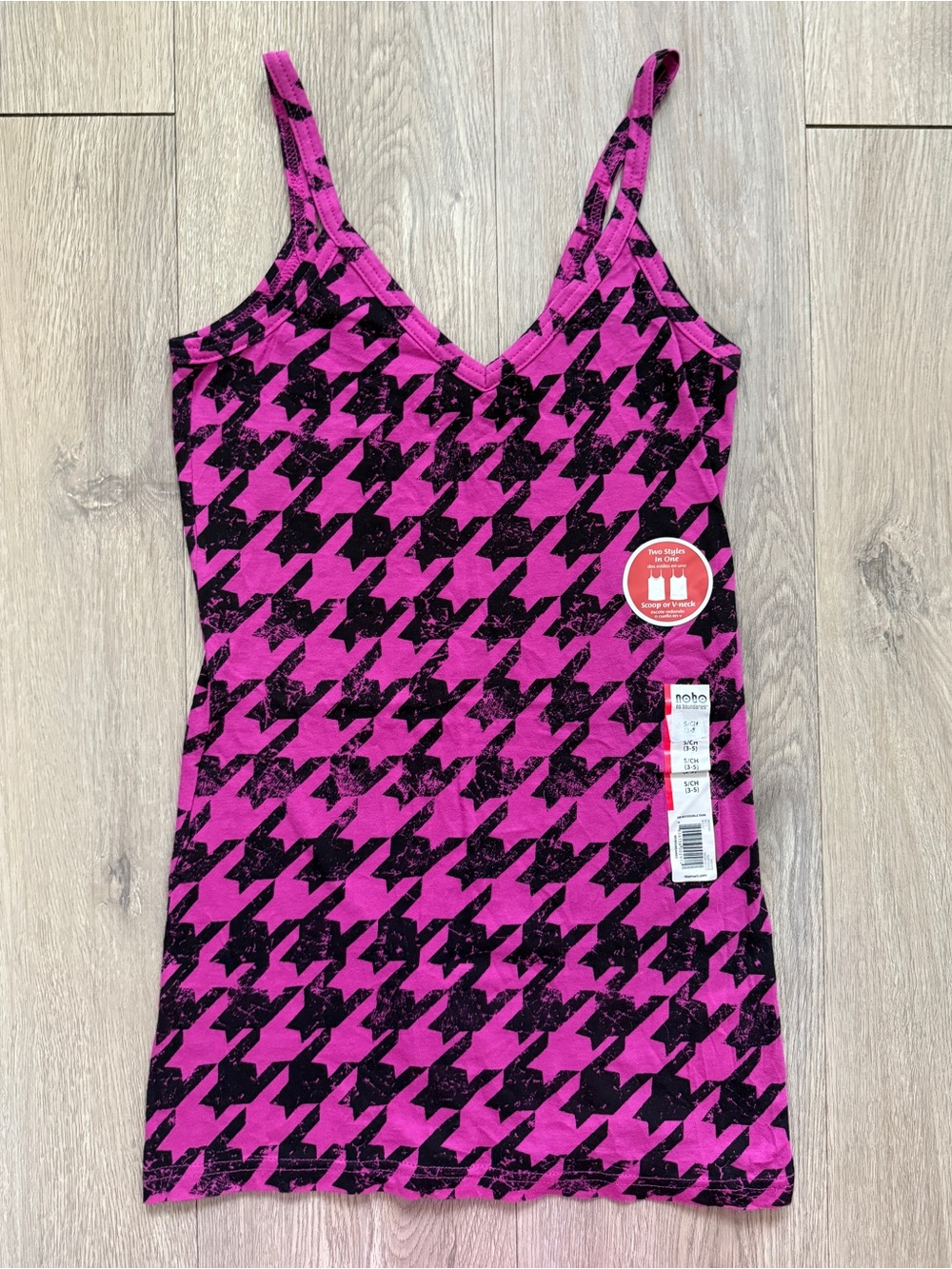 NWT NoBo Pink/Black Houndstooth Cami Size Small